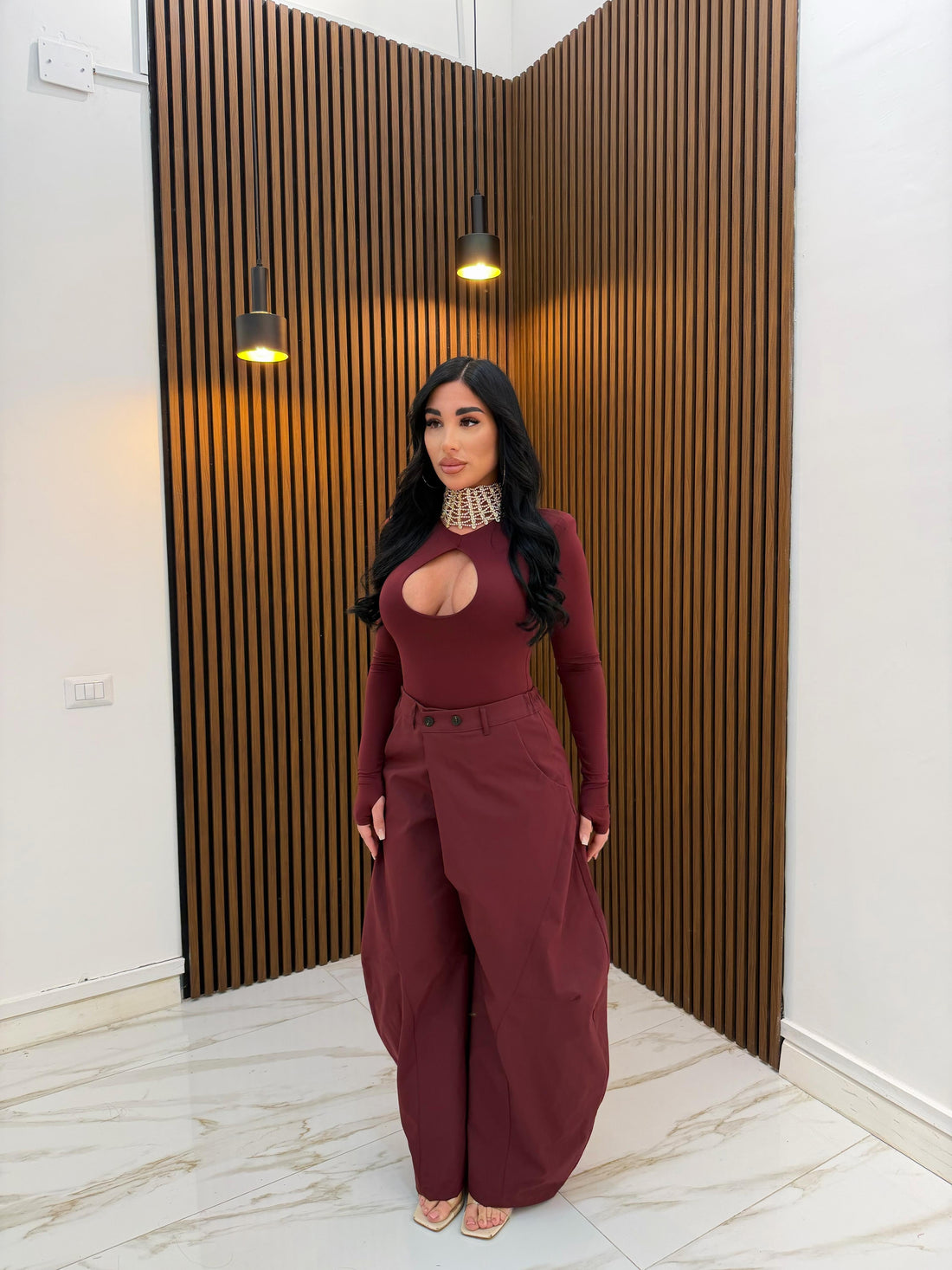 PANTALONE TWO BOTTONS BORDEAUX