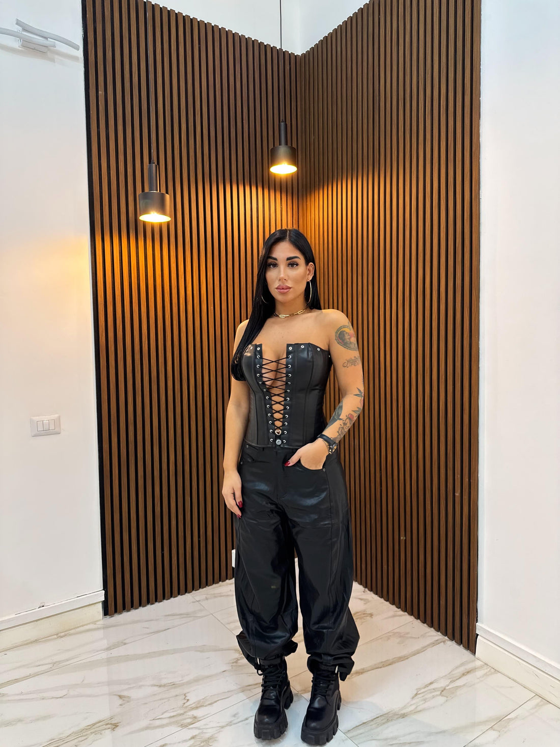 CORPETTO CON LACCI IN ECOPELLE