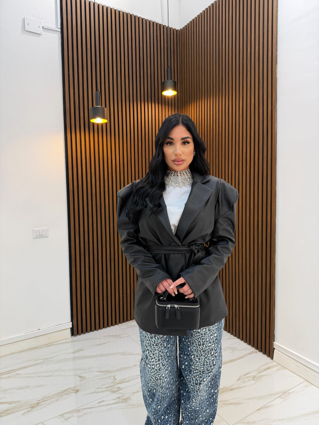 GIACCA A SBUFFO IN ECOPELLE NERO