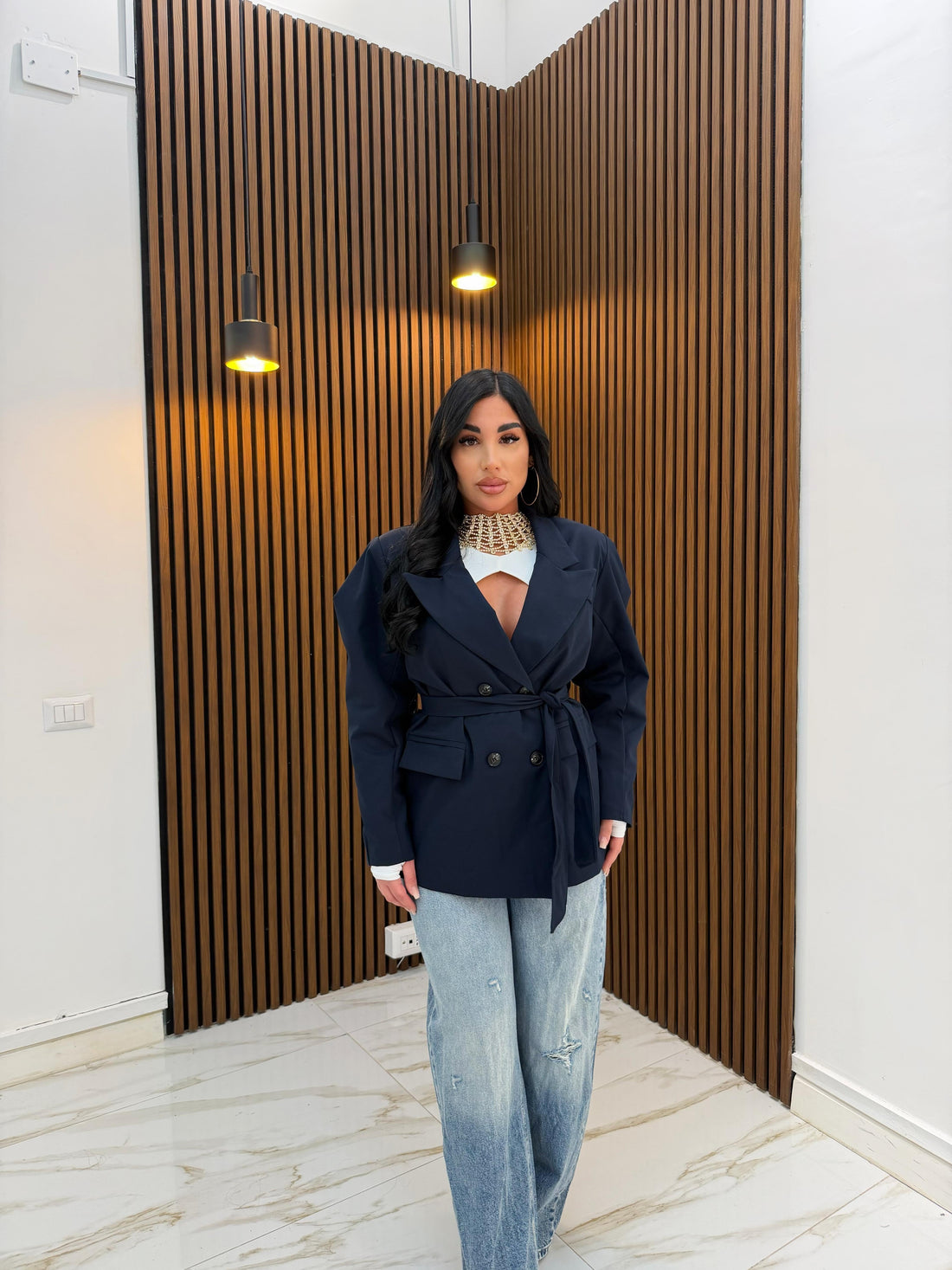 GIACCA MANICA A SBUFFO BLU NAVY