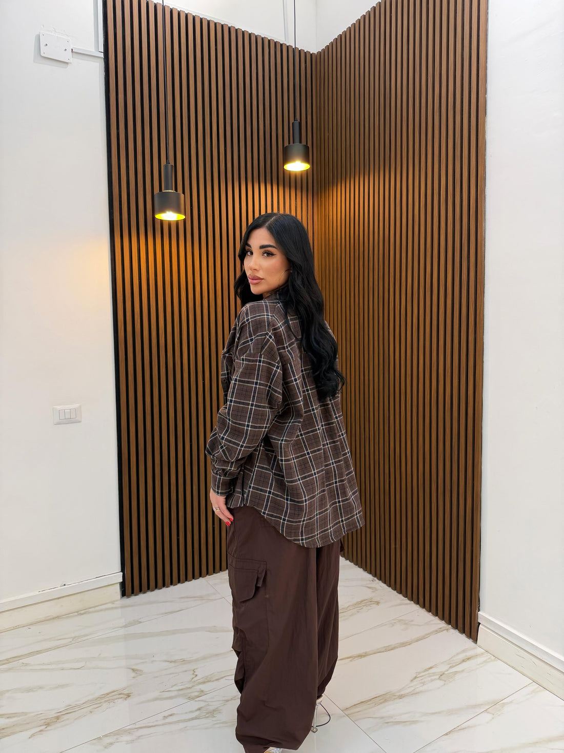 CAMICIA QUADRI MARRONE