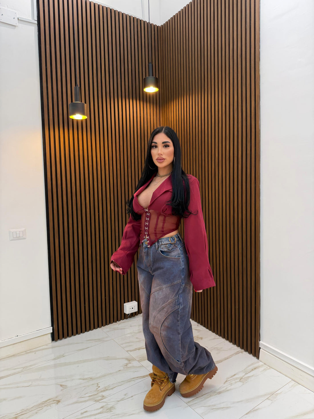 GIACCA BUSTIER BORDEAUX